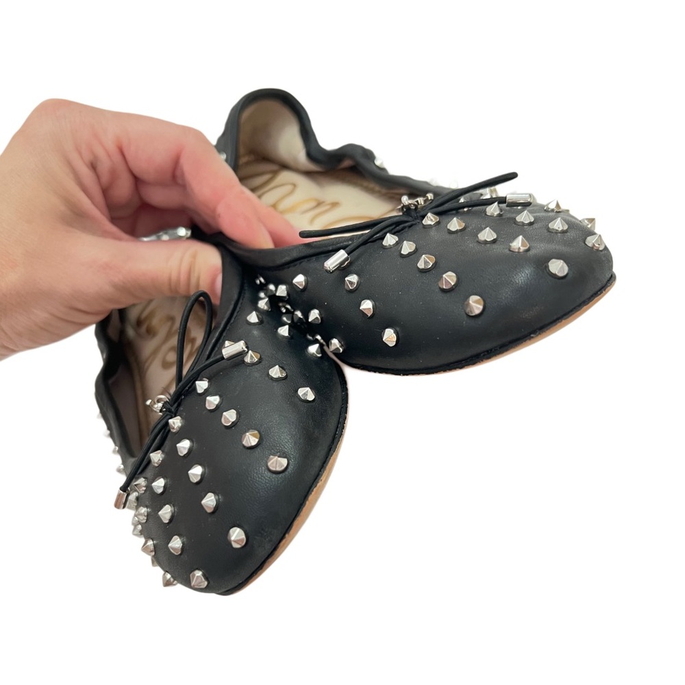 Sam Edelman Genuine Leather Black Studded Ballet Round Toe Flats 7.5 - Picture 9 of 10